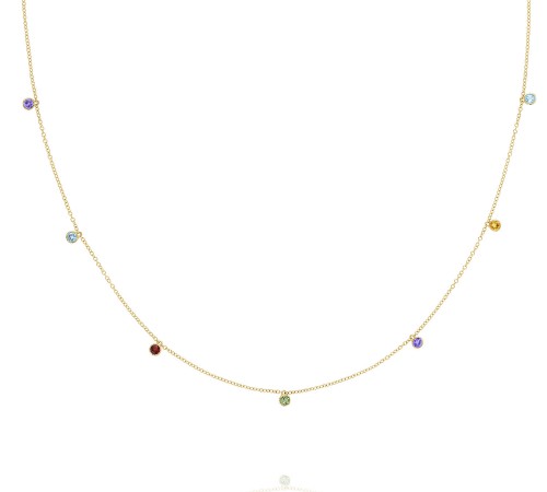 TACORI station necklace featuring a gold chain and colorful gemstone accents