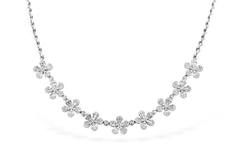 Allison-Kaufman floral necklaces featuring plenty of gold and diamonds