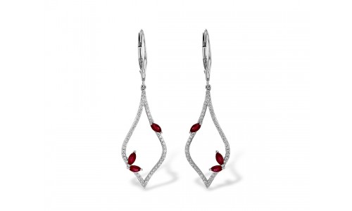 Ruby, white gold, and diamond drops by Allison-Kaufman