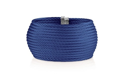 Blue cuff bracelet by Alor, featuring blueberry steel