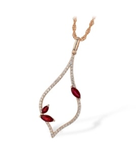 A ruby and diamond pendant necklace from Allison-Kaufman.