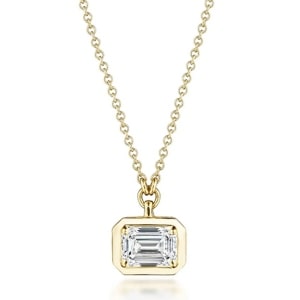 An emerald-cut diamond solitaire necklace from Tacori.