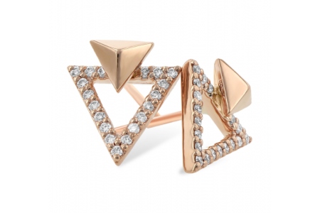 A pair of art deco-inspired diamond stud earrings, available at Hannoush Jewelers.