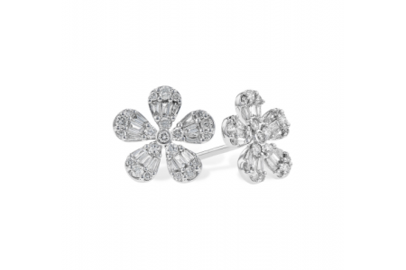 A pair of floral diamond stud earrings, available at Hannoush Jewelers.