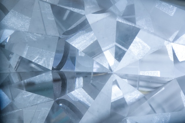 close up image of the facets of an exquisitely cut diamond